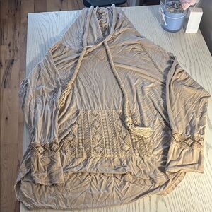 Women's Tan Hoodie with Front Pocket